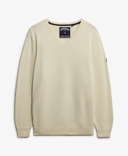 Oversized V Neck Jumper | Natural White