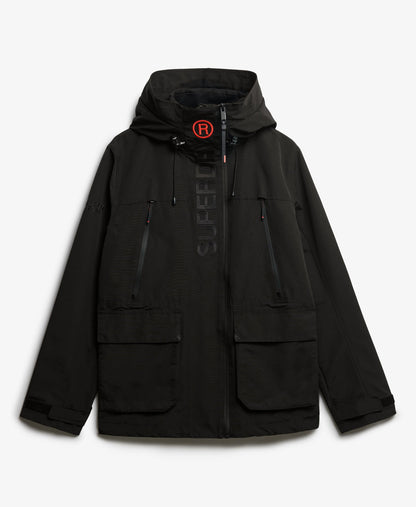 Slim Fit Hood Ultimate Embroidered Windbreaker | Black