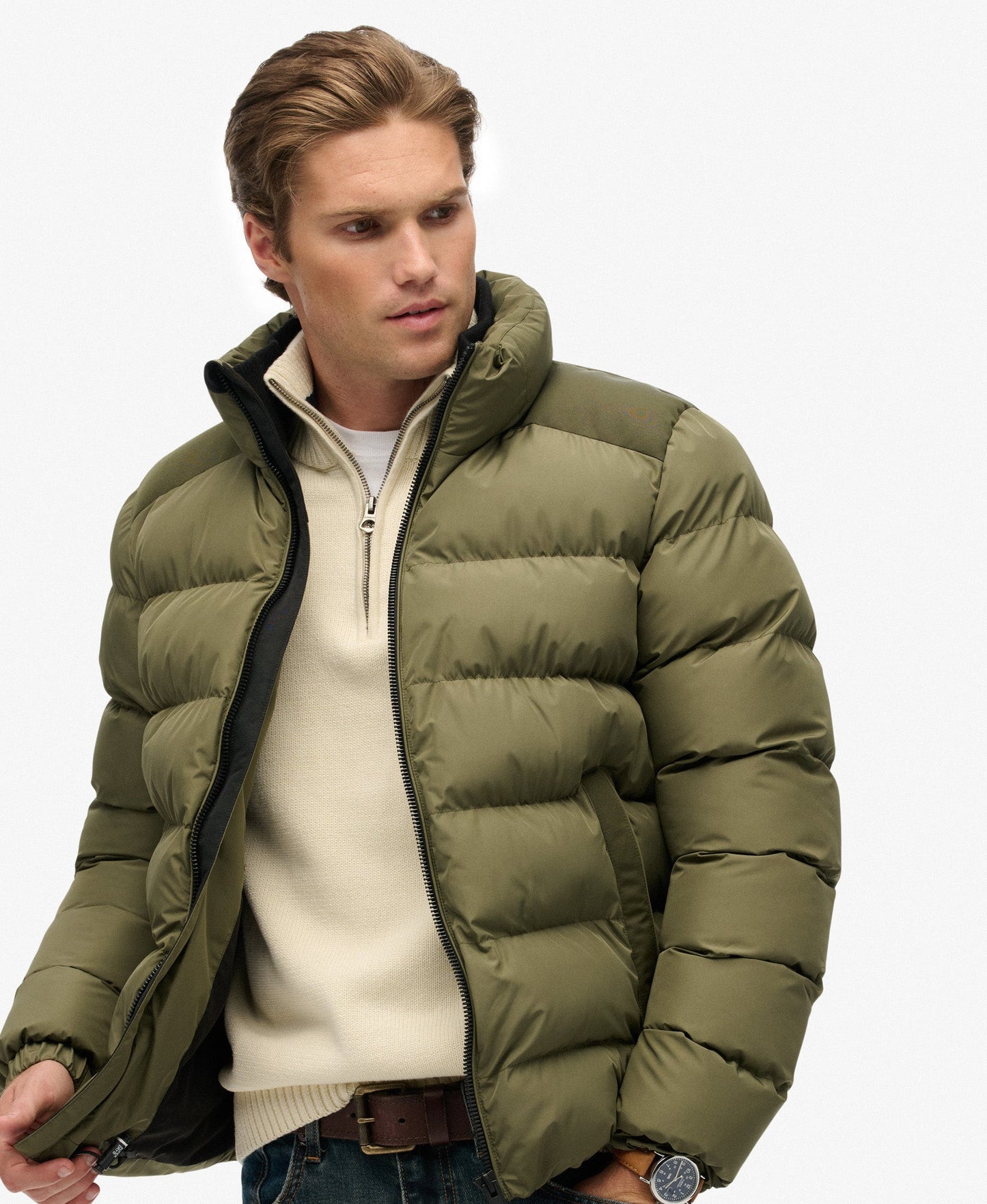 Sports Puffer Jacket | Shooting Olive