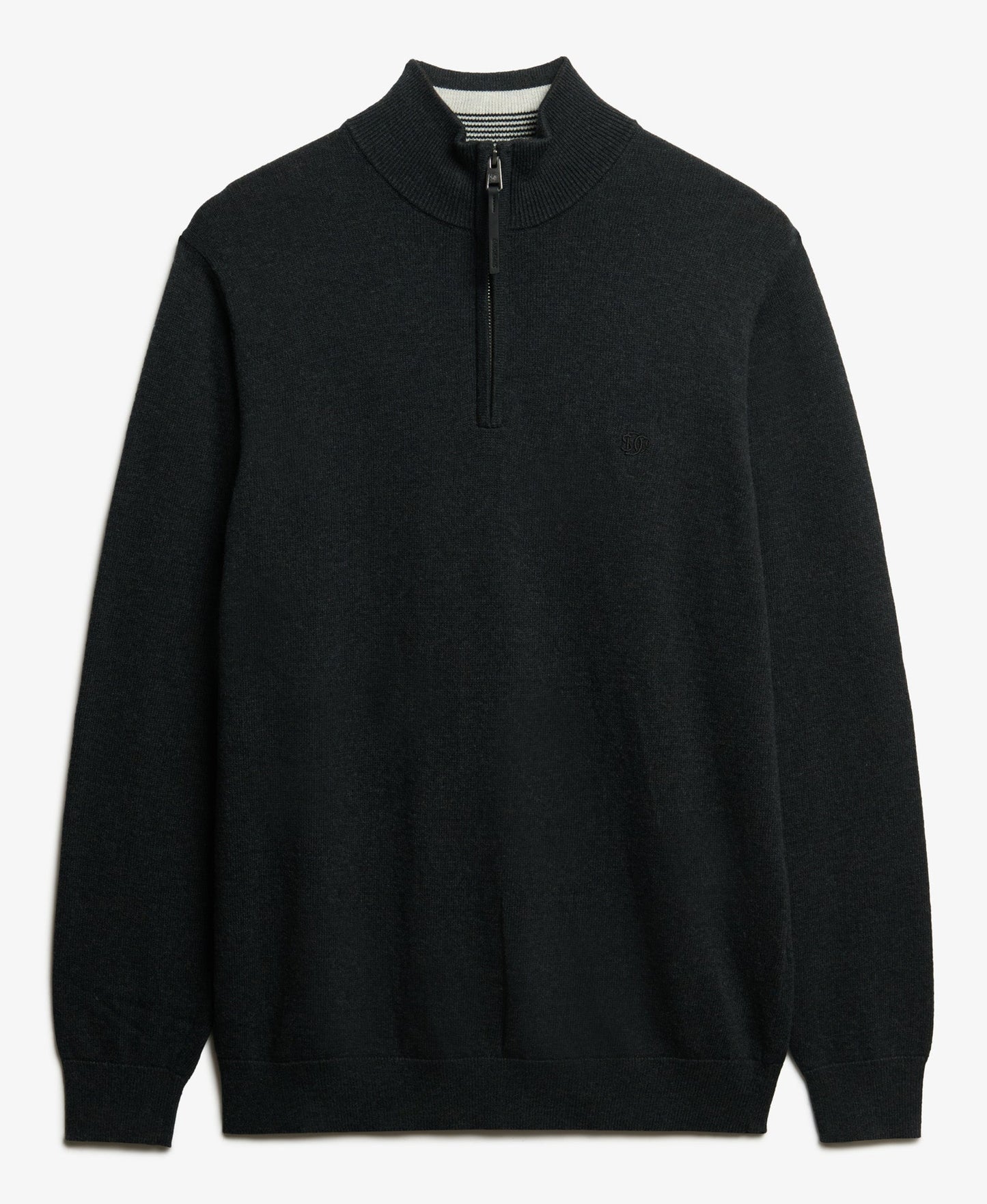 Slim Fit Essentials Cotton Half Zip | Charcoal Marle