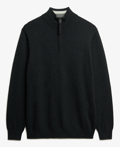 Slim Fit Essentials Cotton Half Zip | Charcoal Marle
