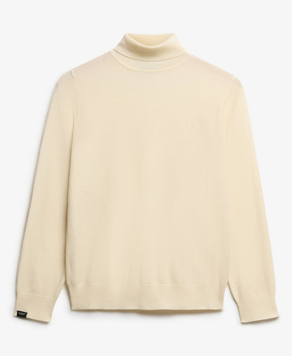 Classic Turtle Neck Slim Fit Jumper | Cream Marle