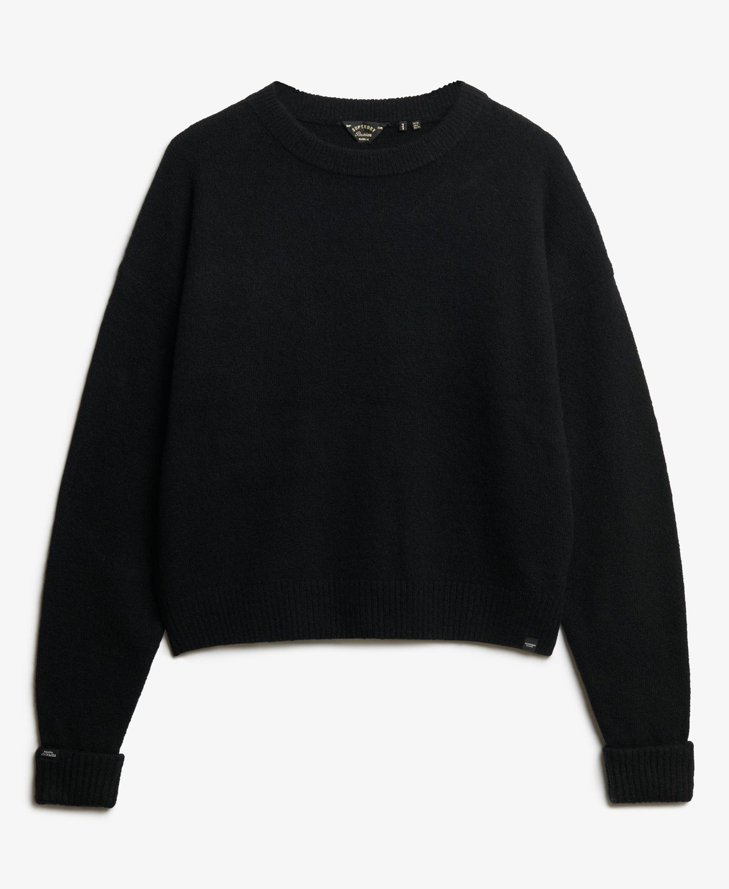 Slouchy Crew Neck Jumper | Black Twist
