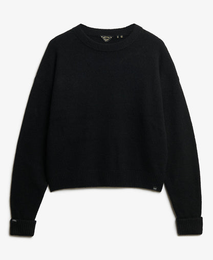 Slouchy Crew Neck Jumper | Black Twist