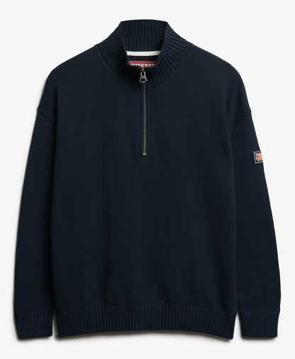 Slouchy Knitted Half Zip | Eclipse Navy