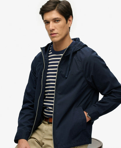 Hooded Washed Twill Jacket | Washed Navy