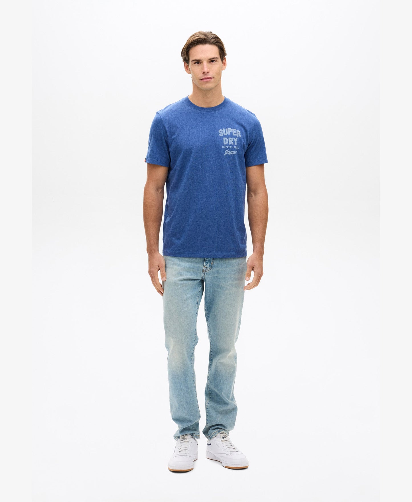 Copper Label Chest Tee | Bright Blue Marle