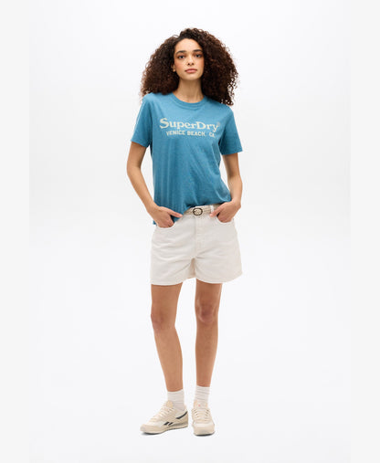 Venue Metallic Graphic Tee | Pottery Blue Marle
