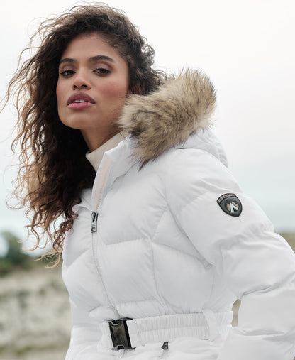 Slim Fit Fuji Belted Puffer | Bright White
