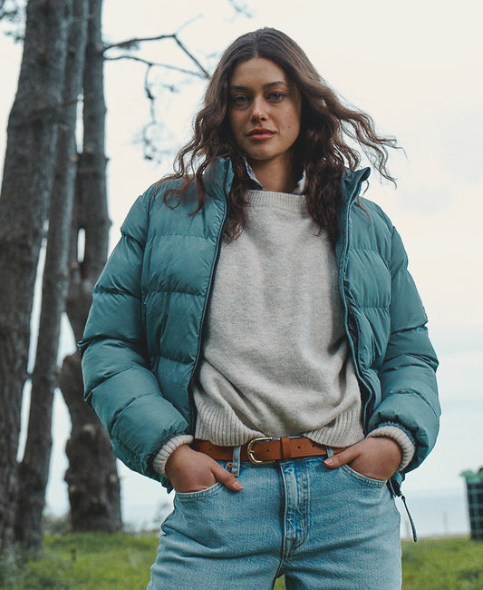 Non Hooded Sports Puffer Jacket | Goblin Blue